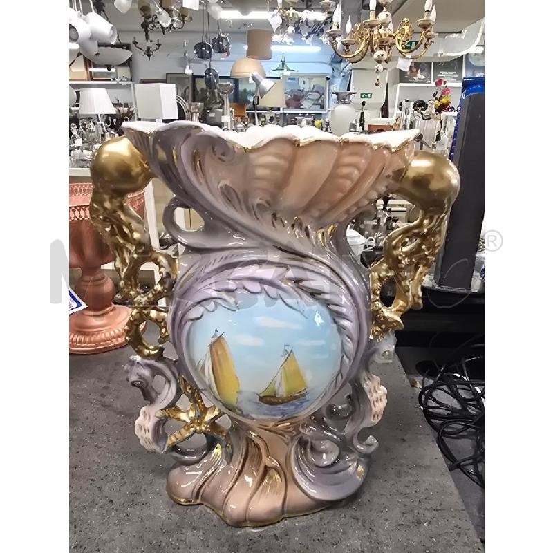 VASO GRANDE ROSA DORATO FIGURA VELIERI | Mercatino dell'Usato Acerra 1