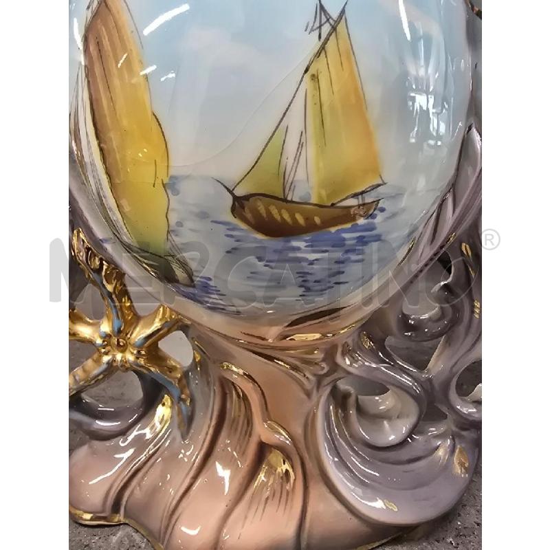 VASO GRANDE ROSA DORATO FIGURA VELIERI | Mercatino dell'Usato Acerra 3