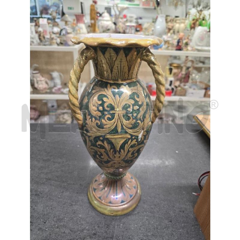 VASO VERDE DORATO DECORI 3 MANICI | Mercatino dell'Usato Acerra 1