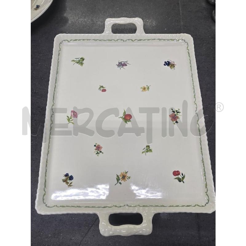 VASSOIO BIANCO 2 MANICI SAN CLAUDIO BIANCO VERDE FIORI | Mercatino dell'Usato Acerra 1