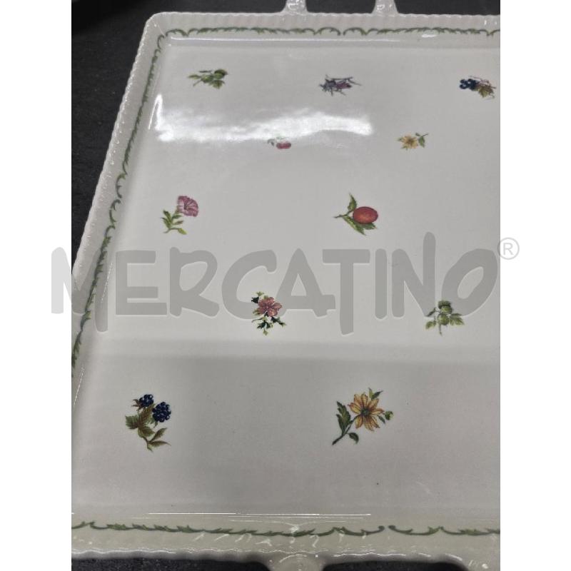 VASSOIO BIANCO 2 MANICI SAN CLAUDIO BIANCO VERDE FIORI | Mercatino dell'Usato Acerra 2