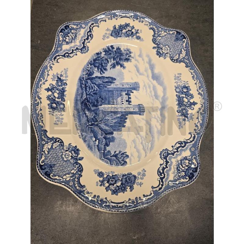 VASSOIO GRANDE BIANCO DECORI BLU FIGURA CASTELLO | Mercatino dell'Usato Acerra 1