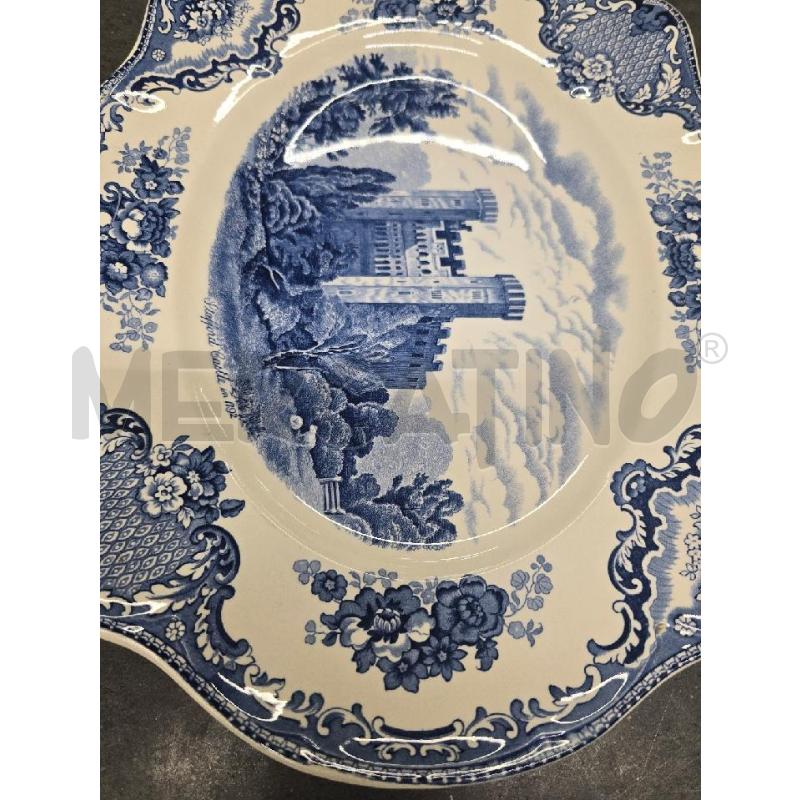 VASSOIO GRANDE BIANCO DECORI BLU FIGURA CASTELLO | Mercatino dell'Usato Acerra 2