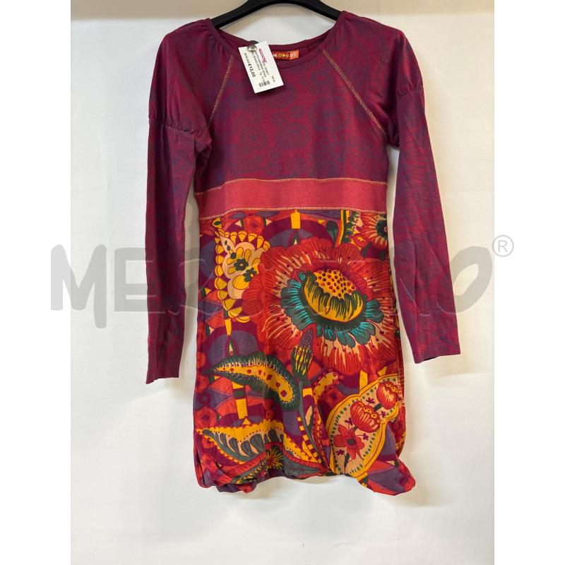VESTITO BAMBINA DESIGUAL ROSSO VIOLA FIORI | Mercatino dell'Usato Acerra 1