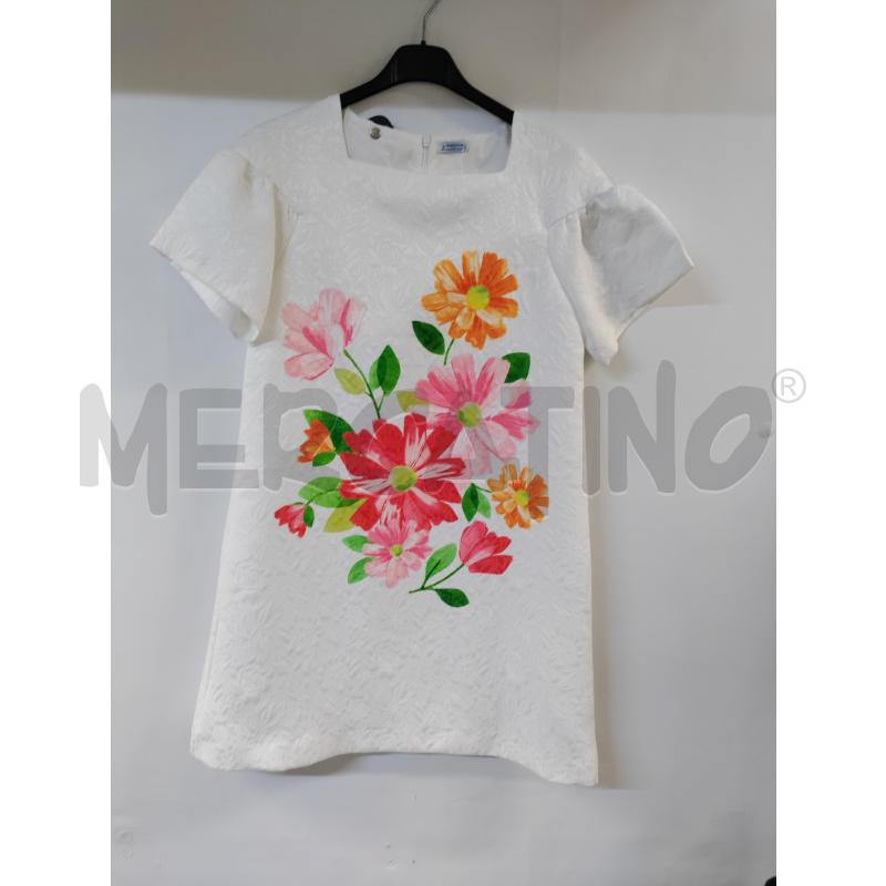 VESTITO BAMBINA MAYORAL BIANCO FIORI ROSSO ROSA | Mercatino dell'Usato Acerra 1