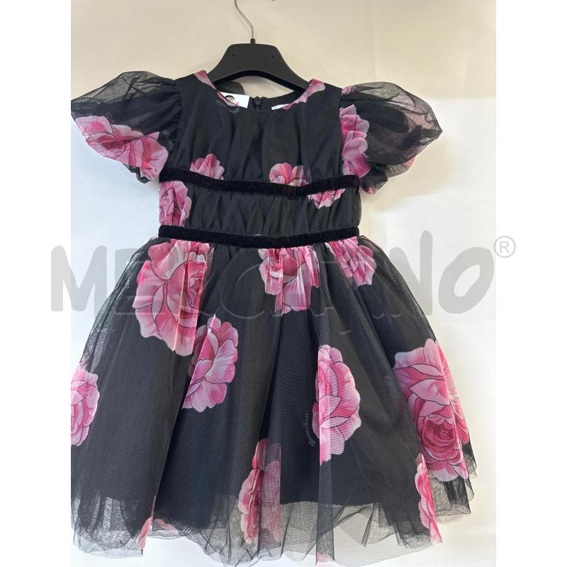 VESTITO BAMBINA MONNALISA NERO FIORI ROSA | Mercatino dell'Usato Acerra 1