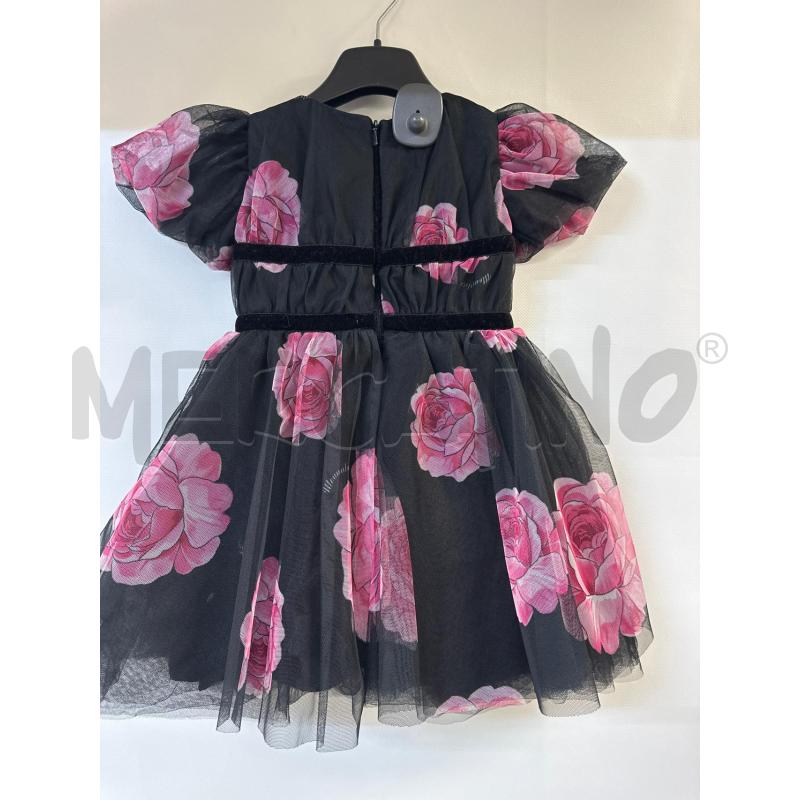 VESTITO BAMBINA MONNALISA NERO FIORI ROSA | Mercatino dell'Usato Acerra 2