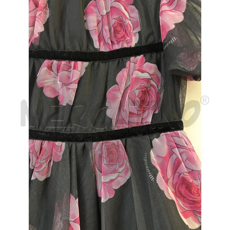 VESTITO BAMBINA MONNALISA NERO FIORI ROSA | Mercatino dell'Usato Acerra 2