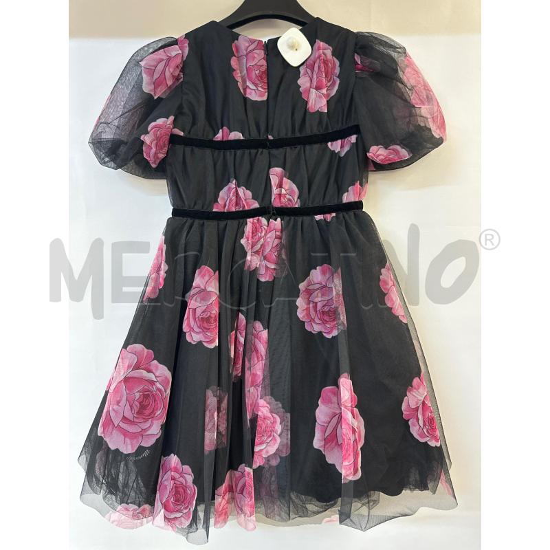 VESTITO BAMBINA MONNALISA NERO FIORI ROSA | Mercatino dell'Usato Acerra 3
