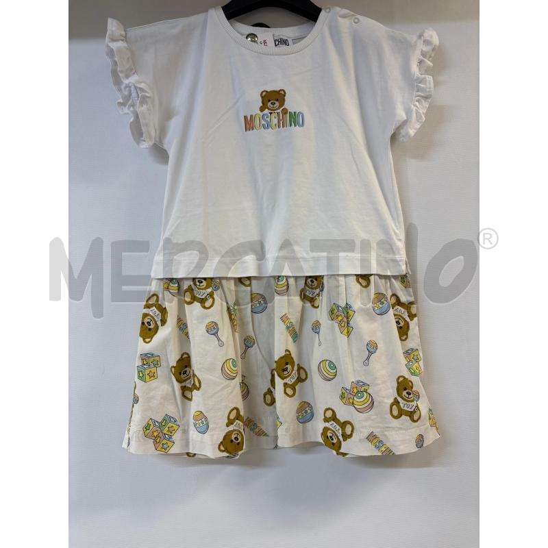 VESTITO BAMBINA MOSCHINO BIANCO CON ORSACCHIOTTO | Mercatino dell'Usato Acerra 1