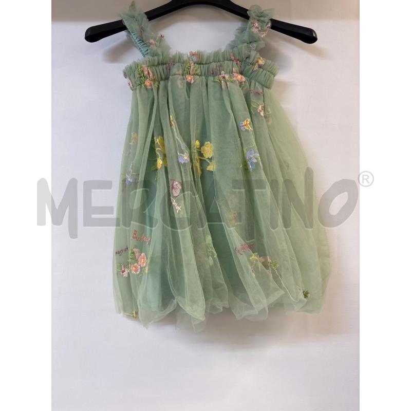 VESTITO BAMBINA VERDE VELATO FIORI FORGETMONET | Mercatino dell'Usato Acerra 1