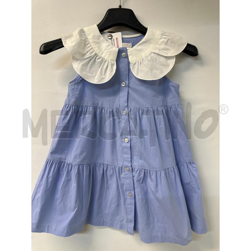 VESTITO BAMBINA ZARA CELESTE COLLETTO BIANCO | Mercatino dell'Usato Acerra 1