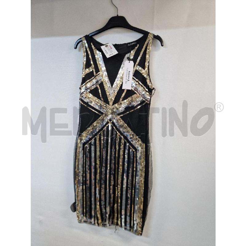 VESTITO DONNA ANDREW J NERO PAIETTE DORATO GRIGIO | Mercatino dell'Usato Acerra 1