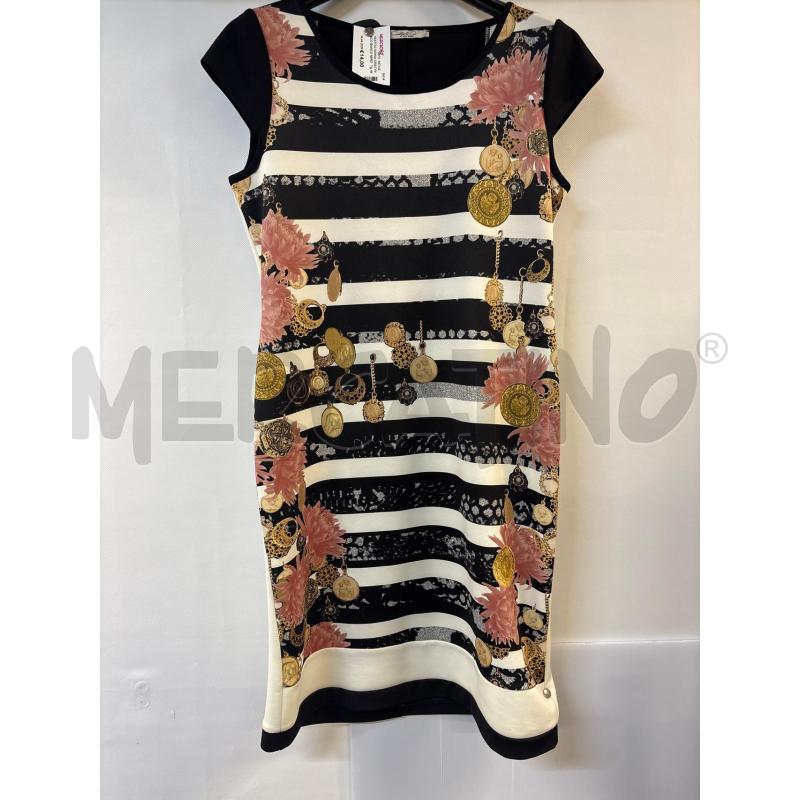 VESTITO DONNA CRISTYN&CO BIANCO NERO FIORI ROSA | Mercatino dell'Usato Acerra 1