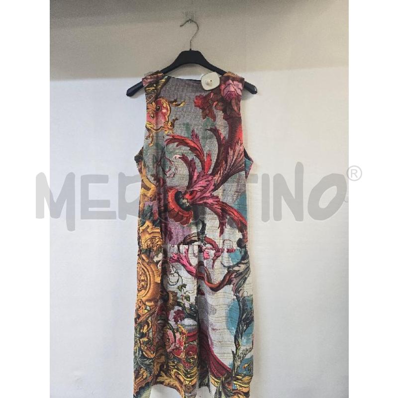 VESTITO DONNA DESIGUAL FIORI ROSA ROSSO PALLINE SCOLLO | Mercatino dell'Usato Acerra 2