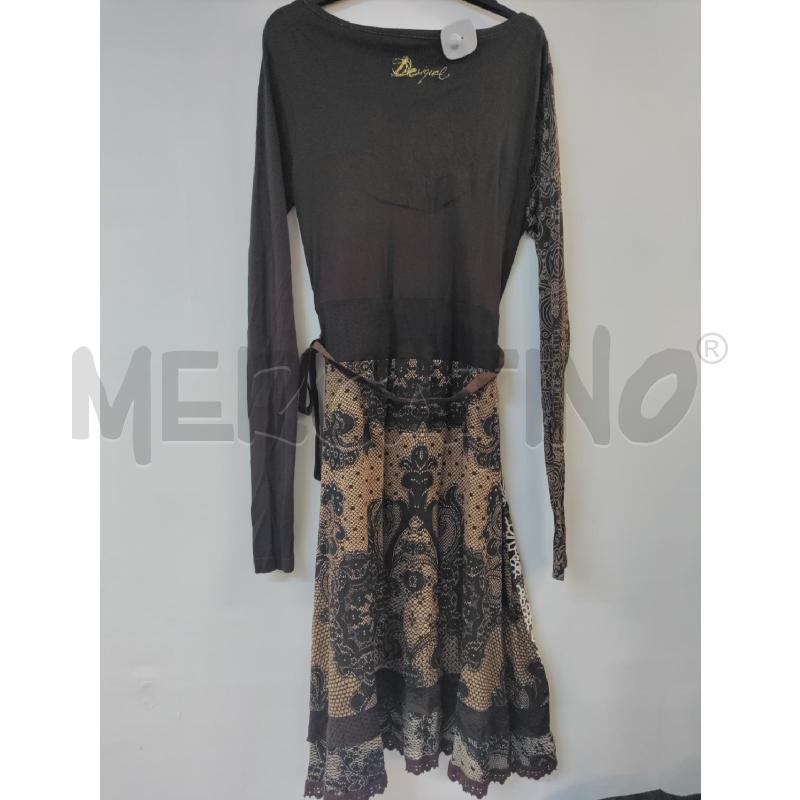 VESTITO DONNA DESIGUAL MARRONE DISEGNI BEIGE  | Mercatino dell'Usato Acerra 2