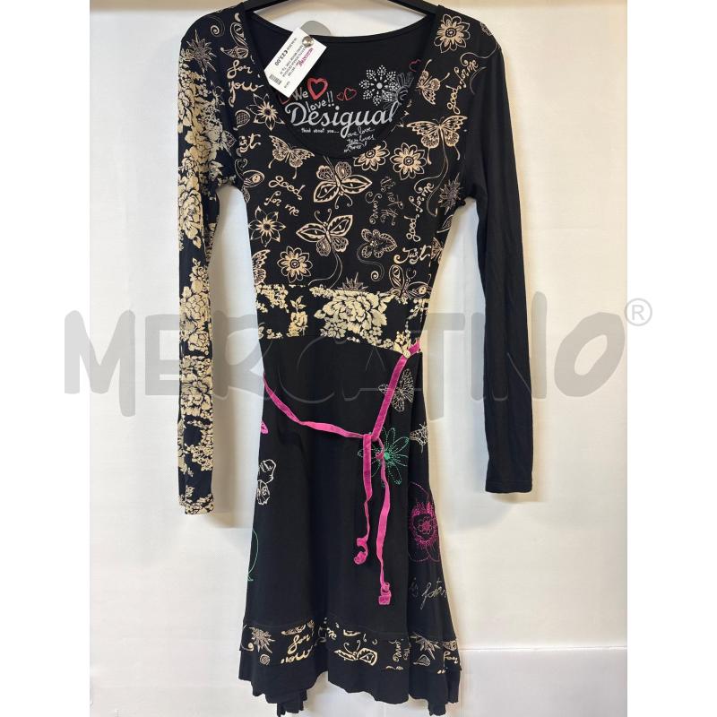 VESTITO DONNA DESIGUAL NERO BEIGE FARFALLE | Mercatino dell'Usato Acerra 1