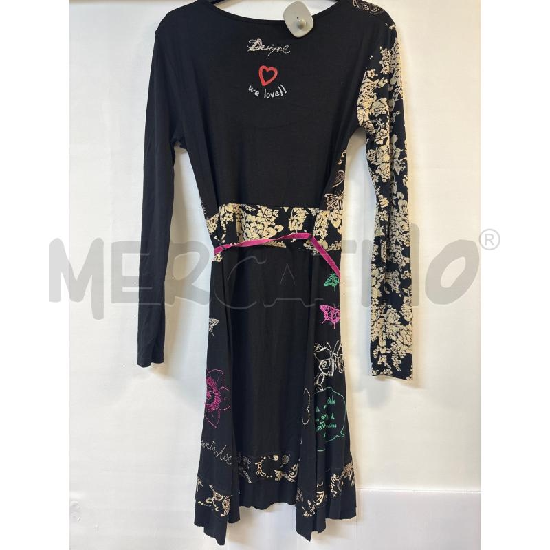 VESTITO DONNA DESIGUAL NERO BEIGE FARFALLE | Mercatino dell'Usato Acerra 2