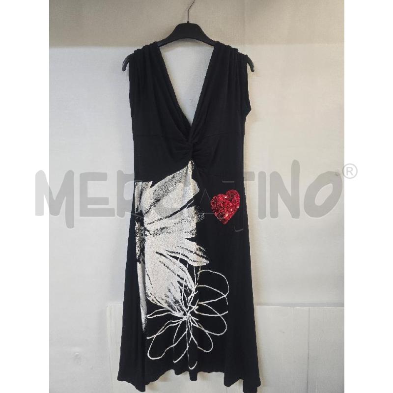 VESTITO DONNA DESIGUAL NERO CUORE STRASS ROSSO | Mercatino dell'Usato Acerra 2