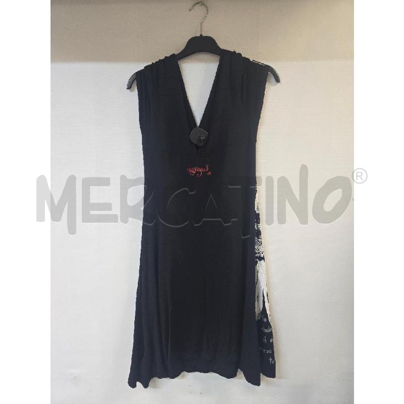 VESTITO DONNA DESIGUAL NERO FIORE BIANCO | Mercatino dell'Usato Acerra 2