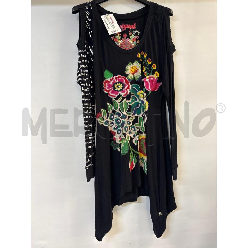 VESTITO DONNA DESIGUAL NERO FIORI | Mercatino dell'Usato Acerra 1
