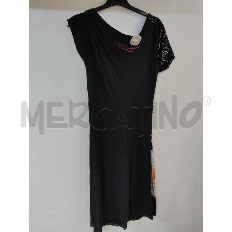 VESTITO DONNA DESIGUAL NERO FIORI BIANCO | Mercatino dell'Usato Acerra 2