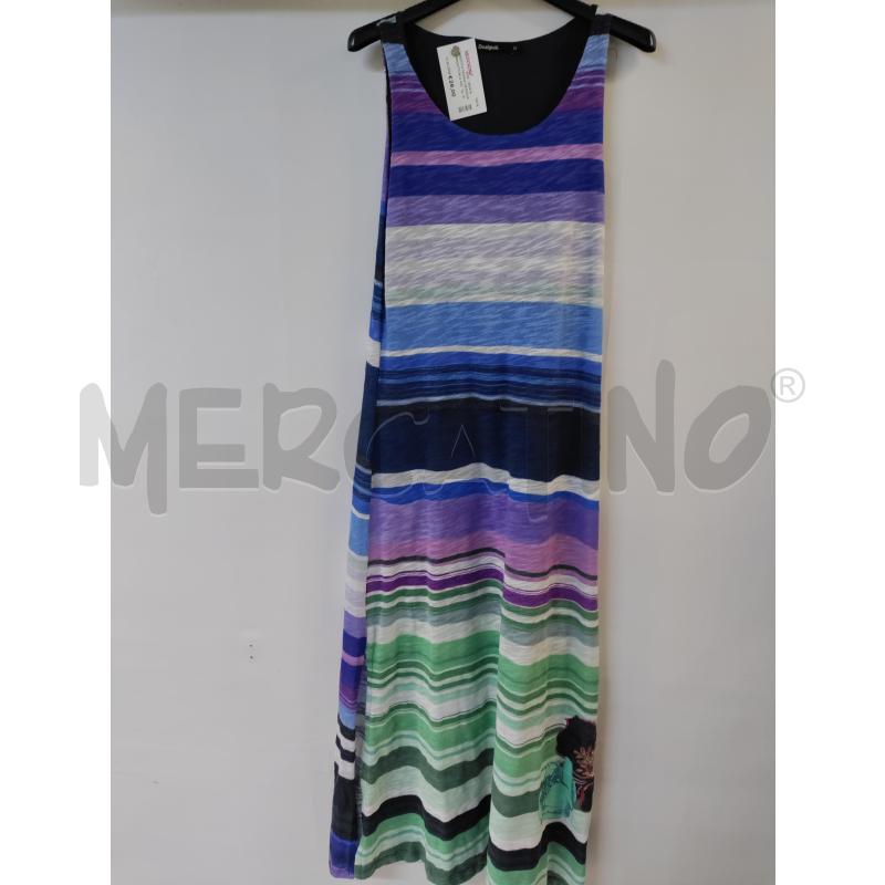 VESTITO DONNA DESIGUAL RIGATO BLU VIOLA VERDE | Mercatino dell'Usato Acerra 1