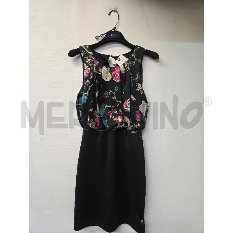 VESTITO DONNA FORNARINA NERO FIORI VIOLA BLU | Mercatino dell'Usato Acerra 1