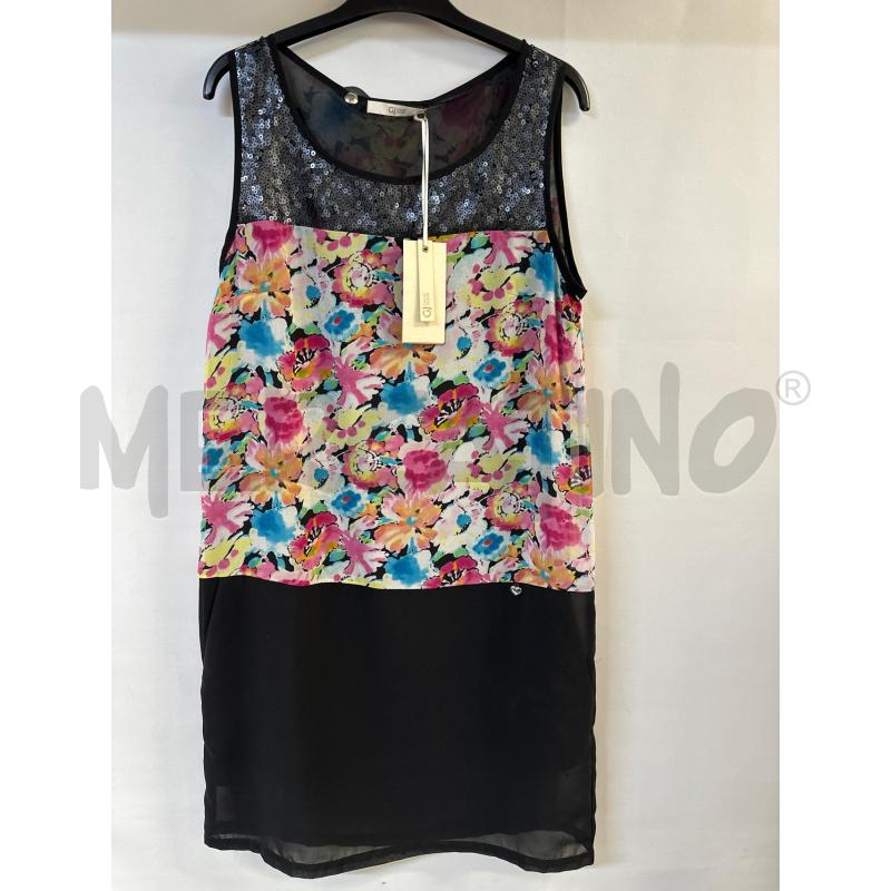 VESTITO DONNA GAUDI' JEANS NERO FIORI ROSA CELESTE | Mercatino dell'Usato Acerra 1