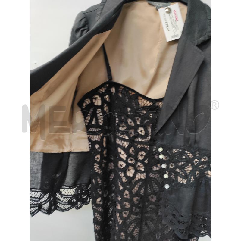 VESTITO DONNA+GIACCA CAMOMILLA NERO ROSA RICAMATO | Mercatino dell'Usato Acerra 2