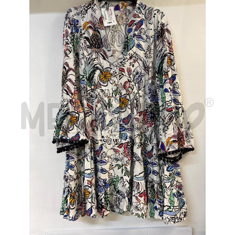 VESTITO DONNA GOLDENPOINT BIANCO FANTASIA NERO GIALLO VERDE | Mercatino dell'Usato Acerra 1