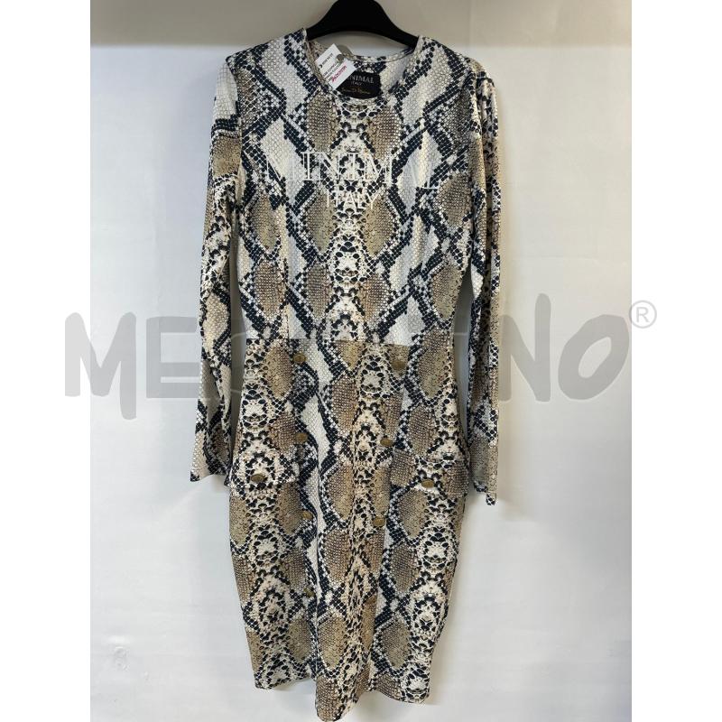VESTITO DONNA MINIMAL PITONATO BEIGE BIANCO | Mercatino dell'Usato Acerra 1