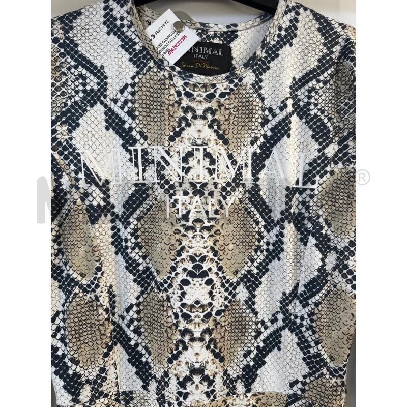 VESTITO DONNA MINIMAL PITONATO BEIGE BIANCO | Mercatino dell'Usato Acerra 2