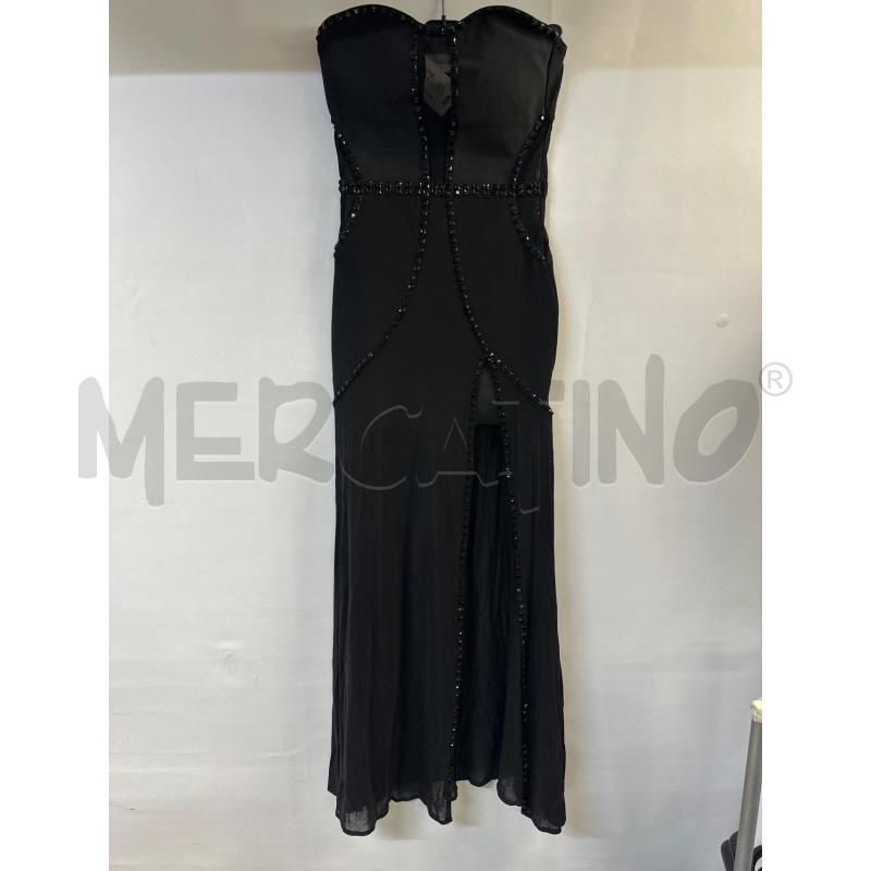 VESTITO DONNA NERO LUNGO CON STRASS QUADRATI | Mercatino dell'Usato Acerra 1