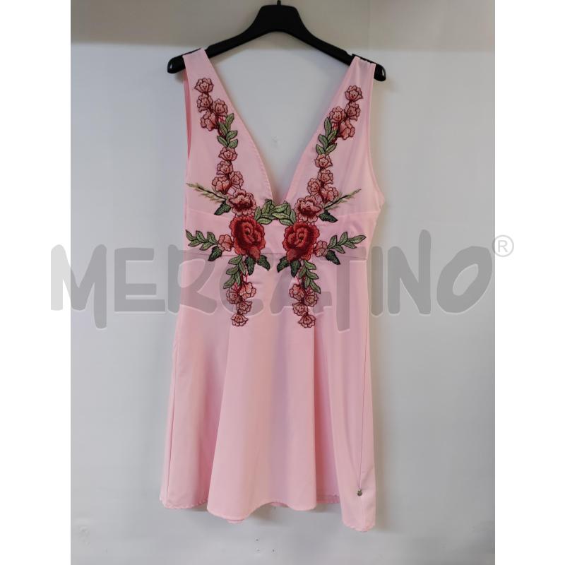 VESTITO DONNA SHK ROSA FIORI ROSSO | Mercatino dell'Usato Acerra 1
