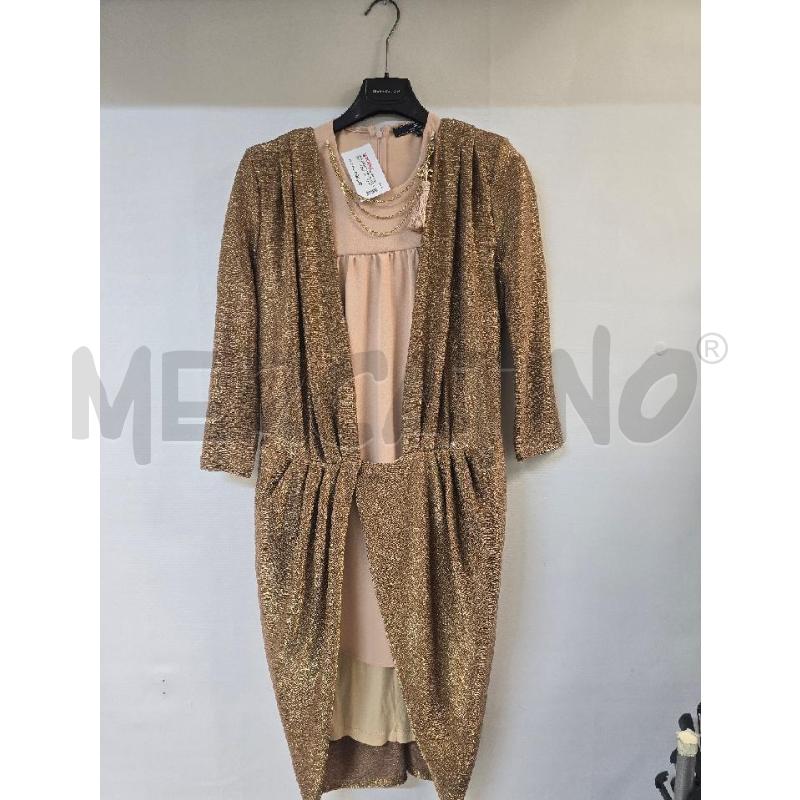 VESTITO DONNA+SPOLVERINO ELISABETTA FRANCHI BEIGE DORATO | Mercatino dell'Usato Acerra 1