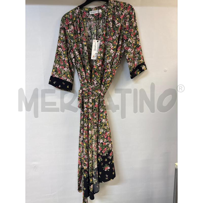 VESTITO DONNA ZARA BASIC PIANTE FIORI VERDE ROSA GIALLO | Mercatino dell'Usato Acerra 1
