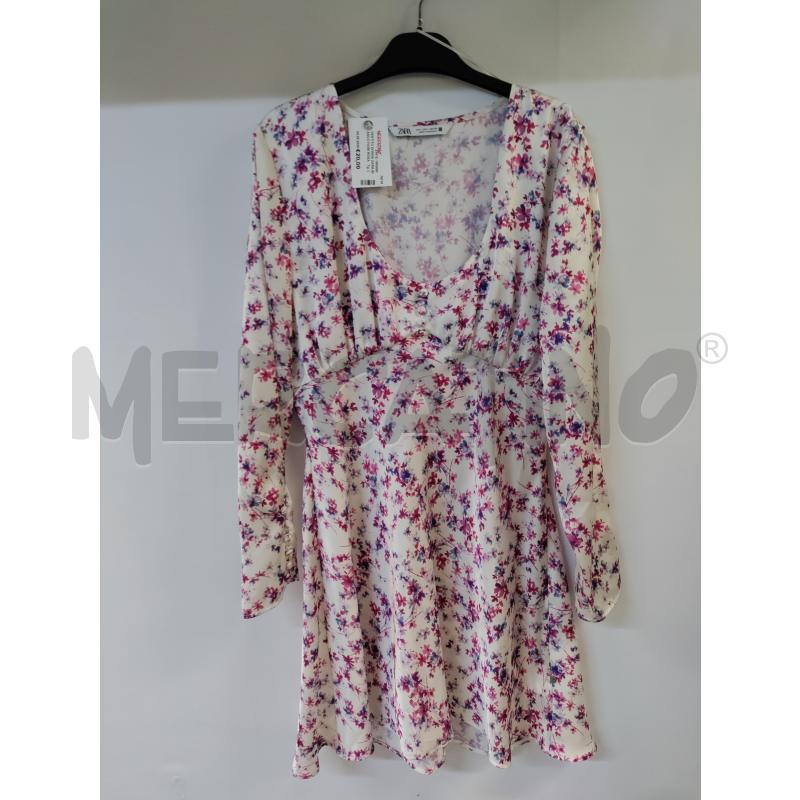 VESTITO DONNA ZARA BIANCO FIORI ROSA VIOLA LUCIDO | Mercatino dell'Usato Acerra 1