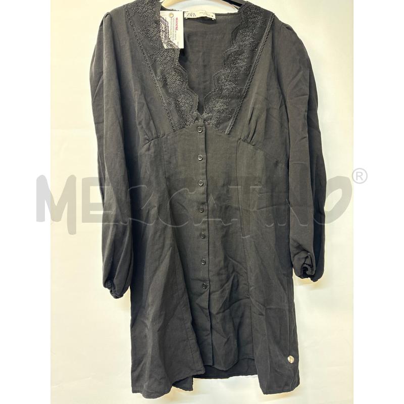VESTITO DONNA ZARA NERO CON SCOLLO RICAMATO | Mercatino dell'Usato Acerra 1