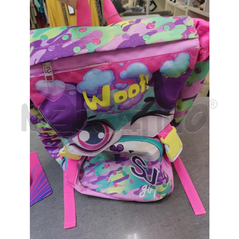 ZAINO SCUOLA WOOF VIOLA VERDE ROSA | Mercatino dell'Usato Acerra 1