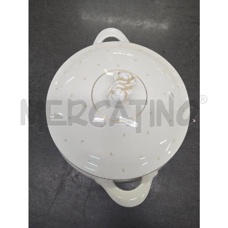 ZUPPIERA BIANCA DORATA FIORE DECORO DORATO | Mercatino dell'Usato Acerra 1