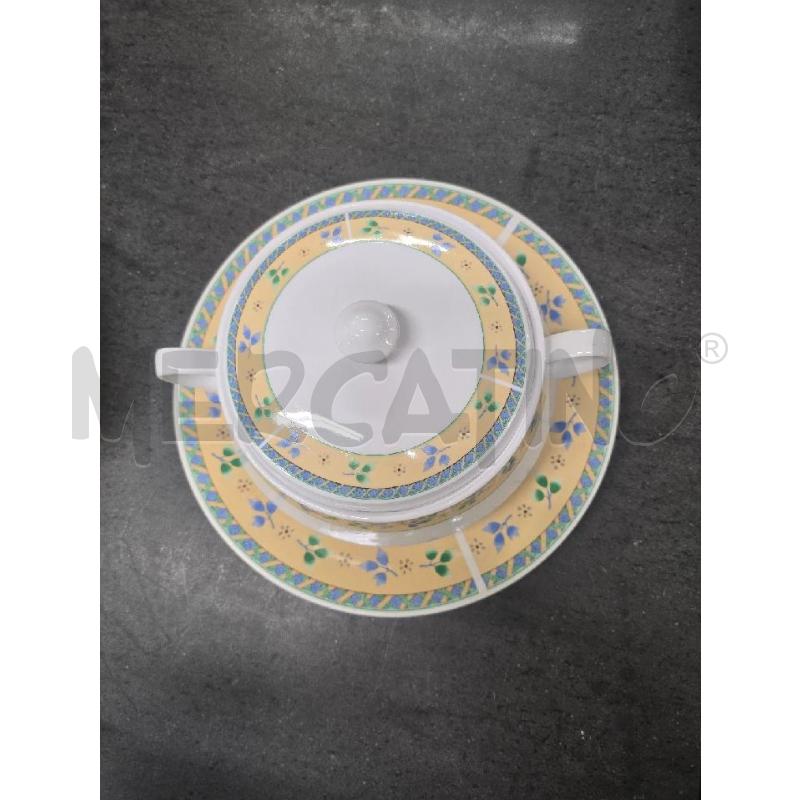 ZUPPIERA CON PIATTO BIANCO DEC. BEIGE FOGLIE | Mercatino dell'Usato Acerra 2