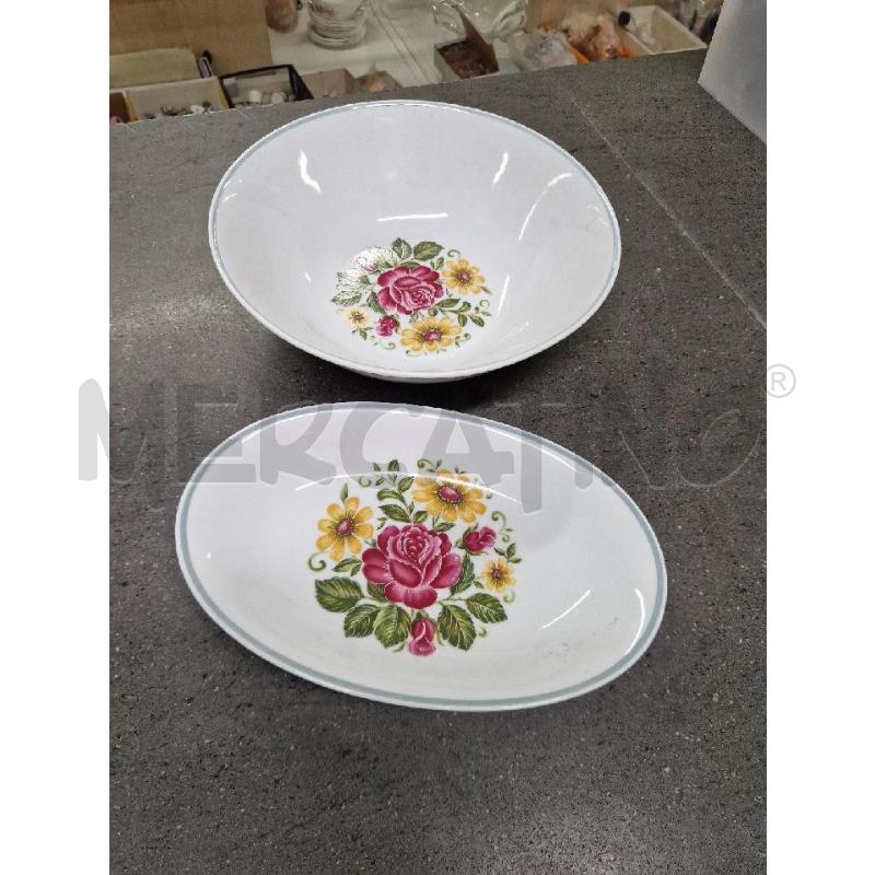 ZUPPIERA +PIATTO OVALE BIANCO FIORI GIALLO VIOLA | Mercatino dell'Usato Acerra 1