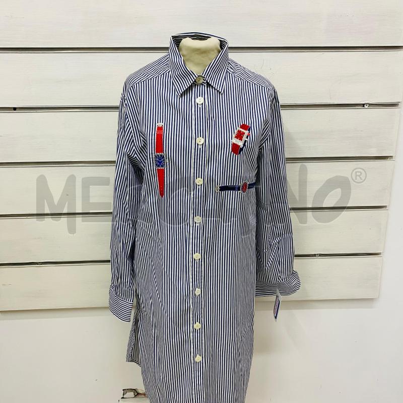 ABITO CAMICIA DONNA MAGIA RIGA BLU BIANCA RICAMO OROLOGIO | Mercatino dell'Usato Lago patria - giugliano in c. 1