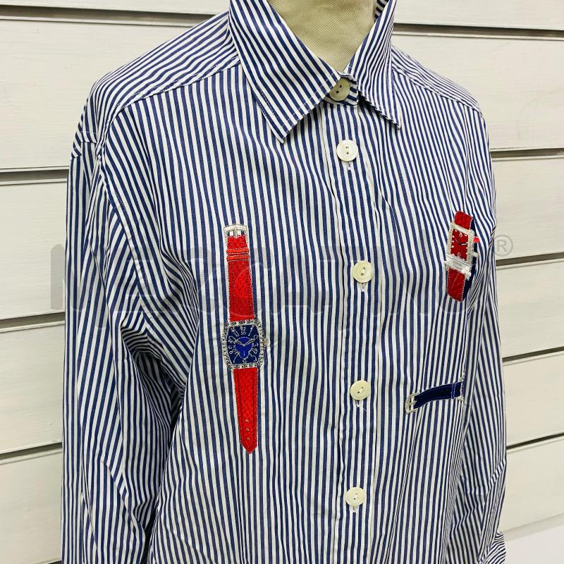 ABITO CAMICIA DONNA MAGIA RIGA BLU BIANCA RICAMO OROLOGIO | Mercatino dell'Usato Lago patria - giugliano in c. 2