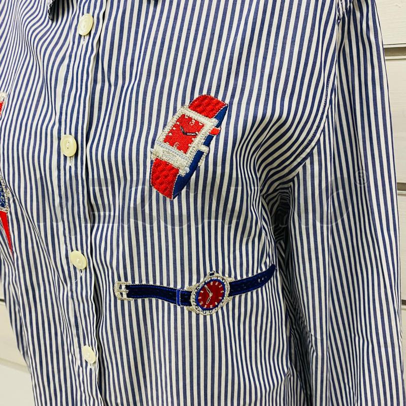 ABITO CAMICIA DONNA MAGIA RIGA BLU BIANCA RICAMO OROLOGIO | Mercatino dell'Usato Lago patria - giugliano in c. 3