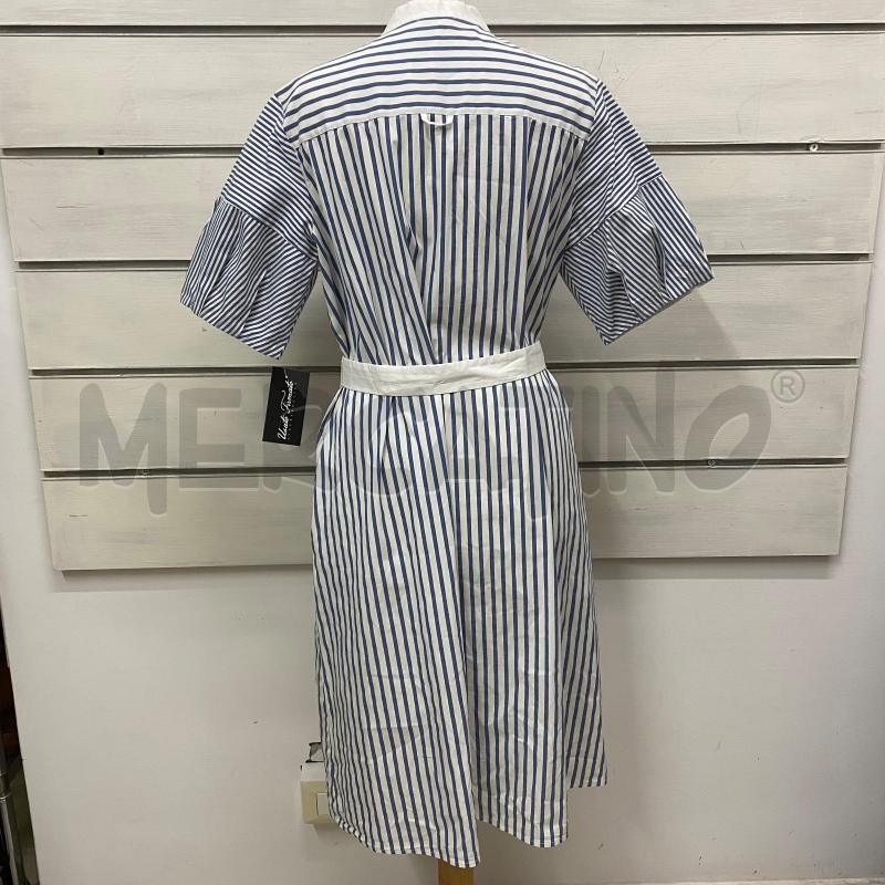 ABITO CAMICIA DONNA PESERICO BIANCA RIGHE AZZURRE CINTURA  | Mercatino dell'Usato Lago patria - giugliano in c. 3