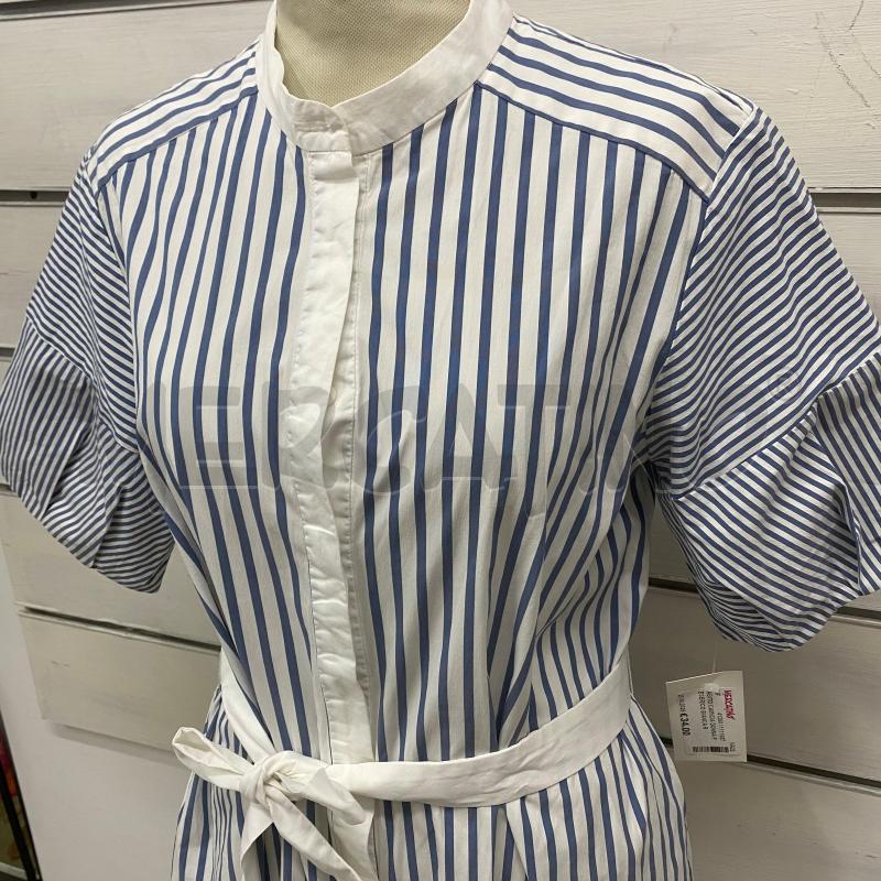 ABITO CAMICIA DONNA PESERICO BIANCA RIGHE AZZURRE CINTURA  | Mercatino dell'Usato Lago patria - giugliano in c. 4