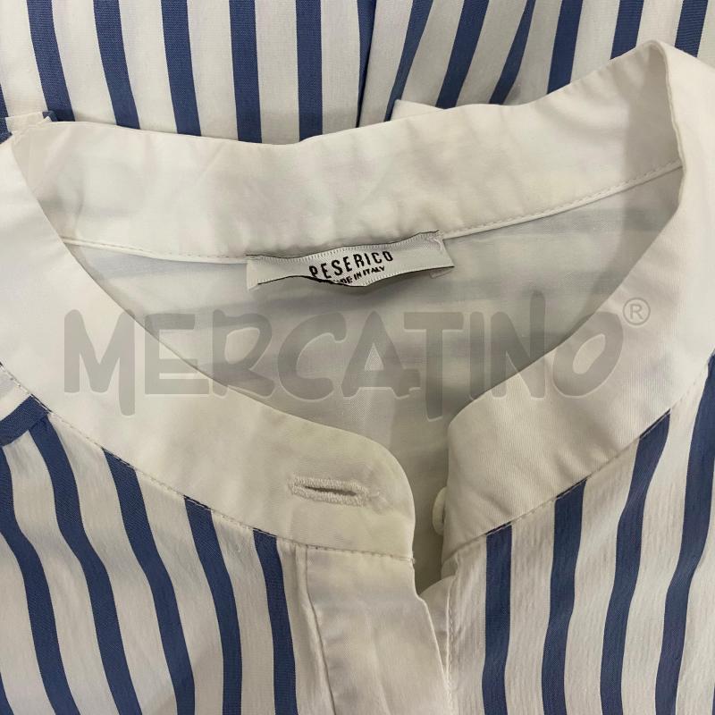 ABITO CAMICIA DONNA PESERICO BIANCA RIGHE AZZURRE CINTURA  | Mercatino dell'Usato Lago patria - giugliano in c. 5