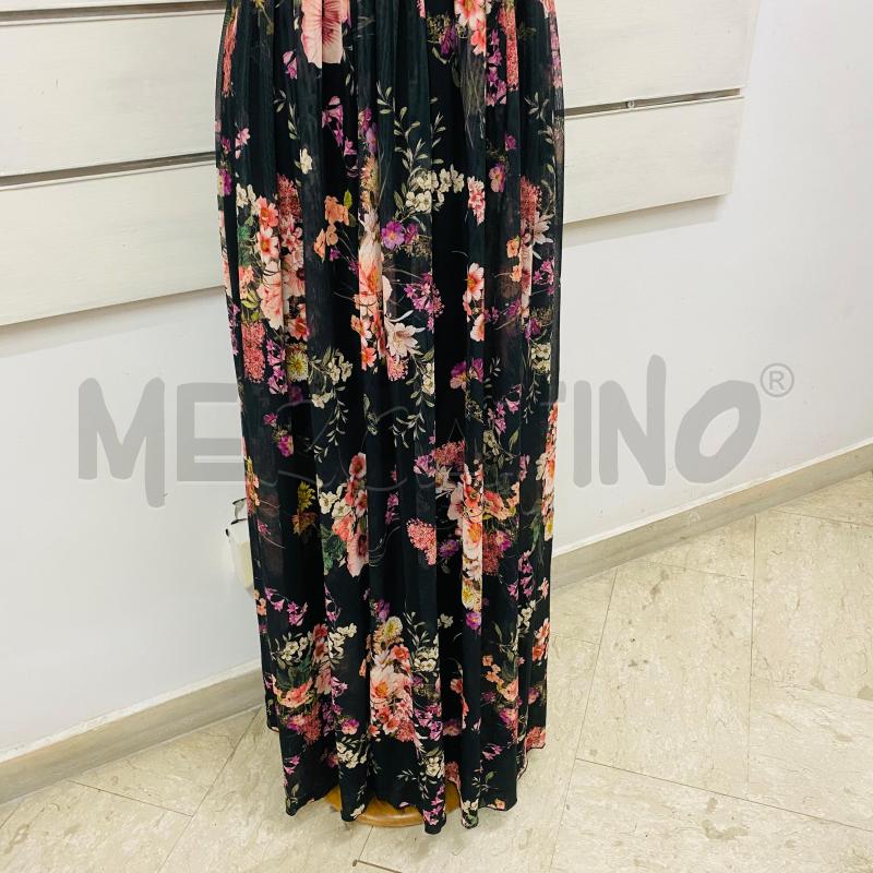 ABITO DONNA AKE NERO RETE FIORI COLORATI LUNGO | Mercatino dell'Usato Lago patria - giugliano in c. 2